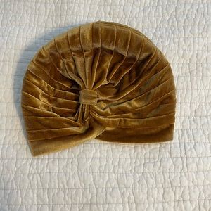 Gold mustard velvet head wrap